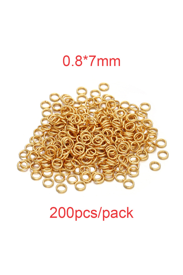 Gold-0.8x7mm 200pcs 30-200Pcs 3-25mm Stainless Steel Split Ring Open Single Loops Jump Rings Connect