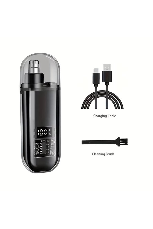 Black USB Rechargeable Nose and Ear Hair Trimmer for Men Electric Clipper Quick Charging Low Noise W