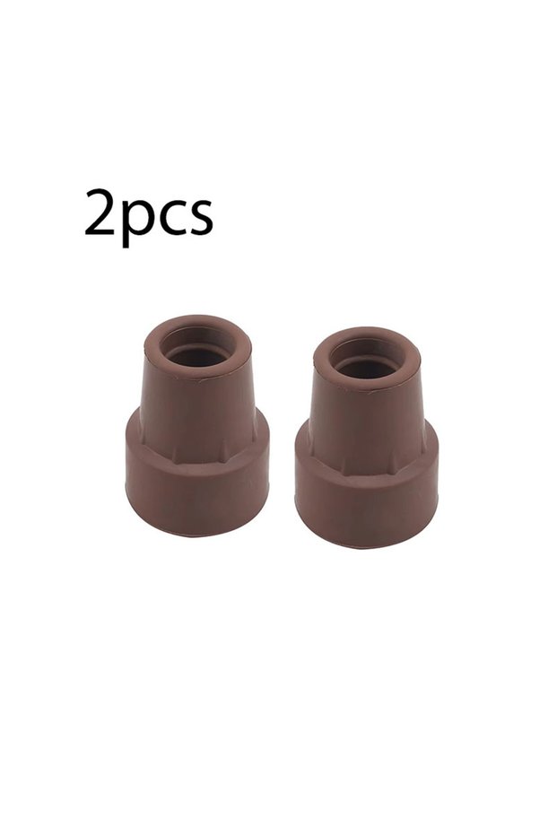 2pcs Brown Rubber Trekking Pole Cap Walking Stick Crutch Cane Bottom Pads Cover Ferrule Non-slip Foo