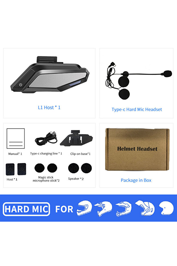 L8 Hard Mic BT 5.3 Moto Helmet Headset Light Wireless Helmet Hands-free Call Phone Motorcycle Waterp