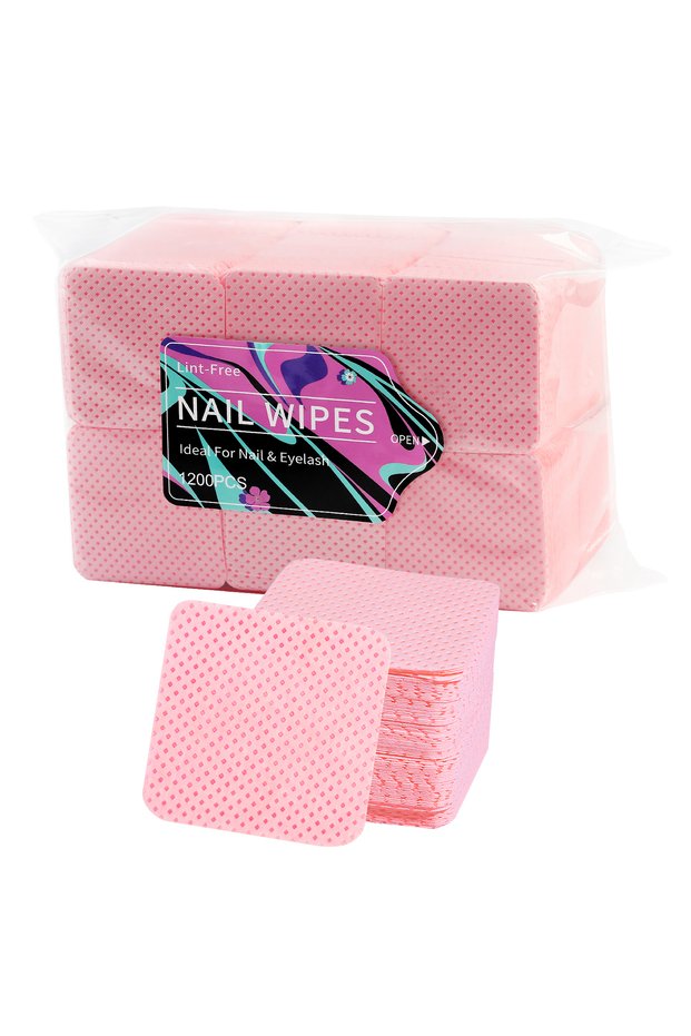 pink 1200pcs Nail Polish Remover Wipes Nail Cleaning Pads Non Woven Nail Pads for Women Girl Beauty