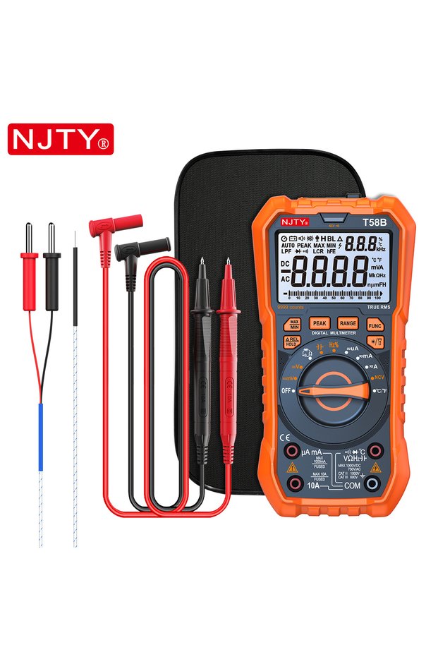 Orange NJTY T58B T58C Inductance Digital Multimeter AUTO Range 9999 Counts Voltage Current Capacita