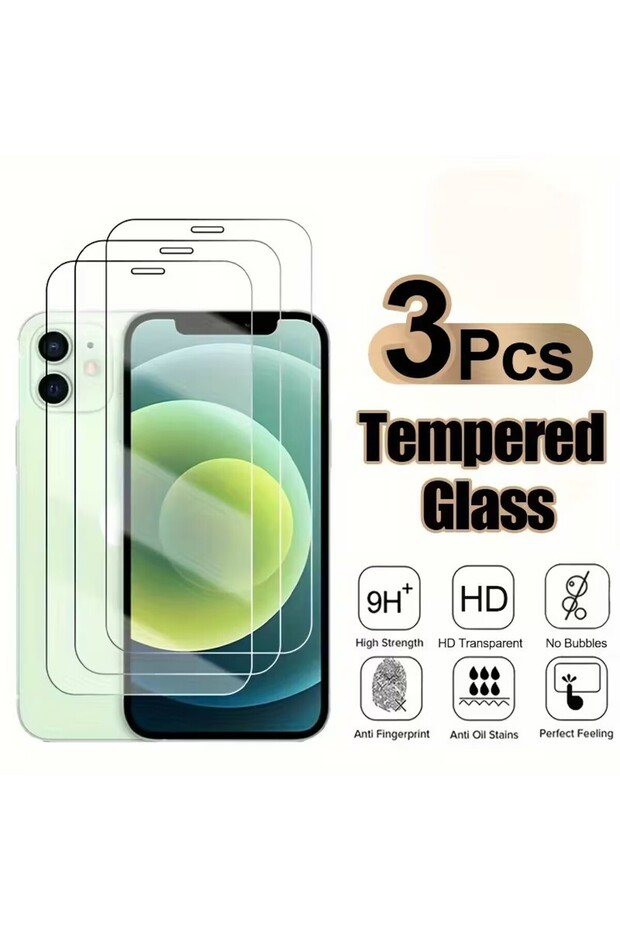 Tempered Glass 3Pcs iPhone17 Pro 3Pcs Tempered Glass For iPhone 17 16 15 14 13 12 Pro Max Plus Scree