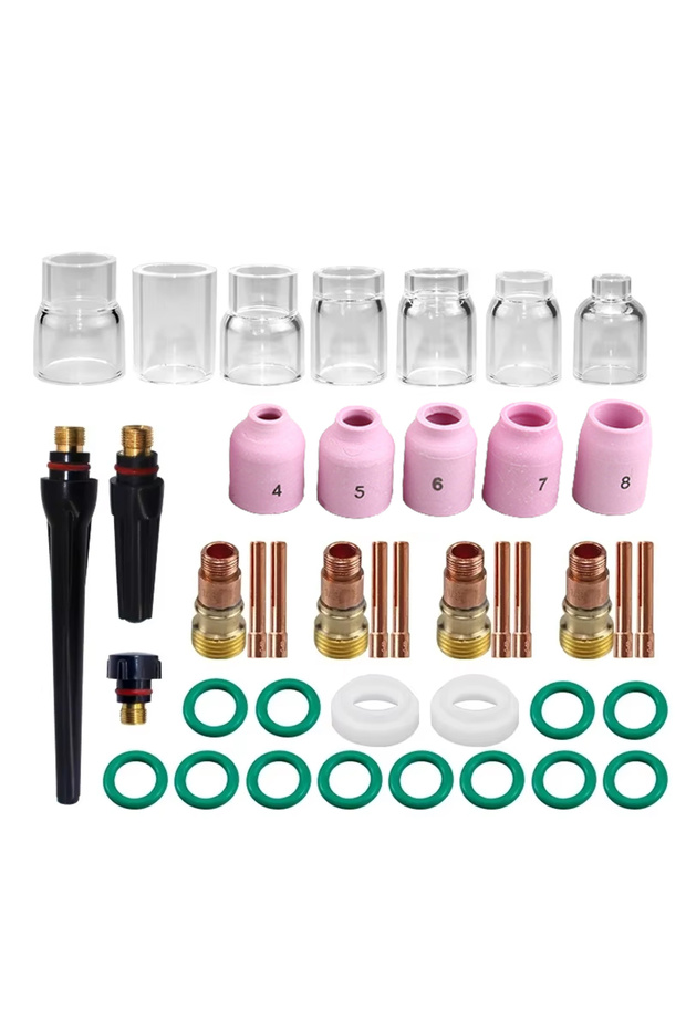41Pcs/Lot TIG Welding Torch Nozzle Ring Cover Gas Lens Glass Cup Kit For WP17/18/26 Welding Accessor