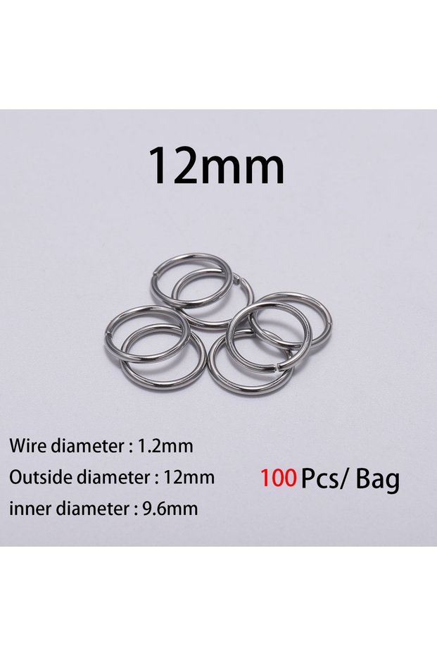 1.2 x 12mm 100pcs 30-200Pcs 3-25mm Stainless Steel Split Ring Open Single Loops Jump Rings Connecto