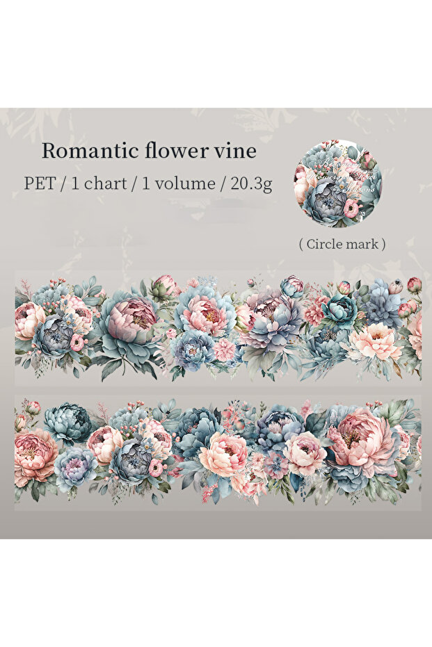 S21859-3 200cm/Roll PET Tape Flowers Four Seasons Series Plant Landscaping Handbook DIY Material Loo