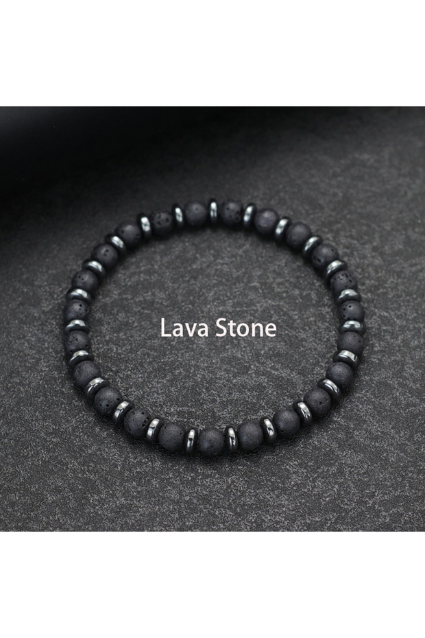 lava stone New Handmade Man Stone Bracelet With Birthstone 6mm Tiger Eyes Lava Hematite Healing Bras