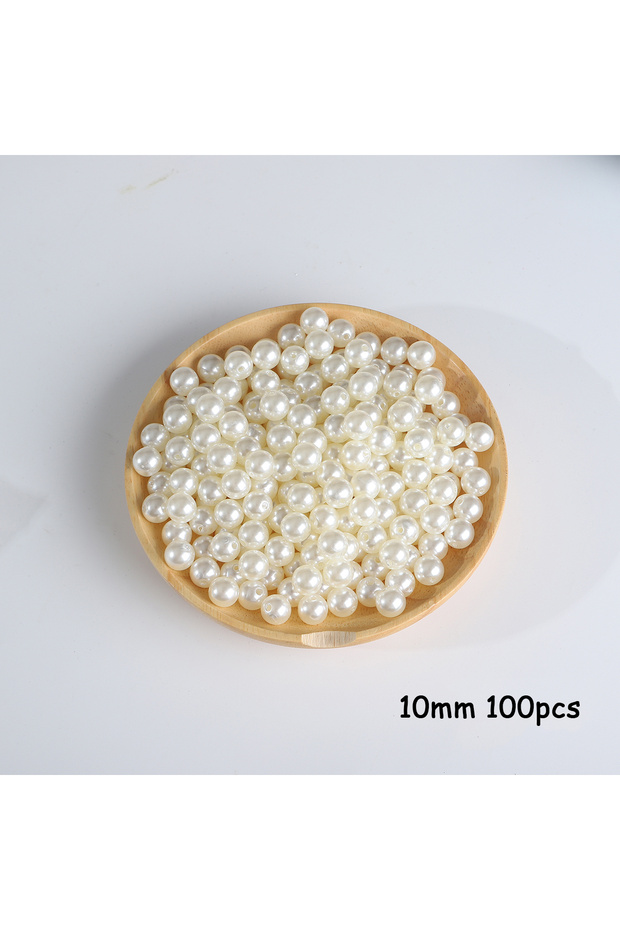 style7 3-20mm 10-1000pcs straight hole ABS imitation pearl beige white bracelet with round beads for