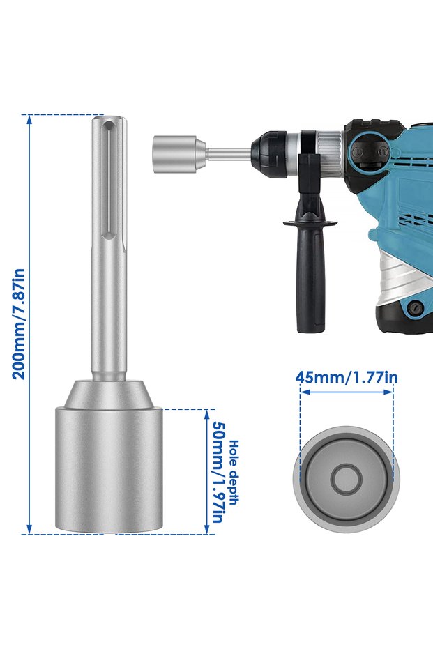 45mm SDS Plus Ground Rod Driver for Rotary Hammer Drill Tools 19/21/25/35mm Hardened Steel Earth St