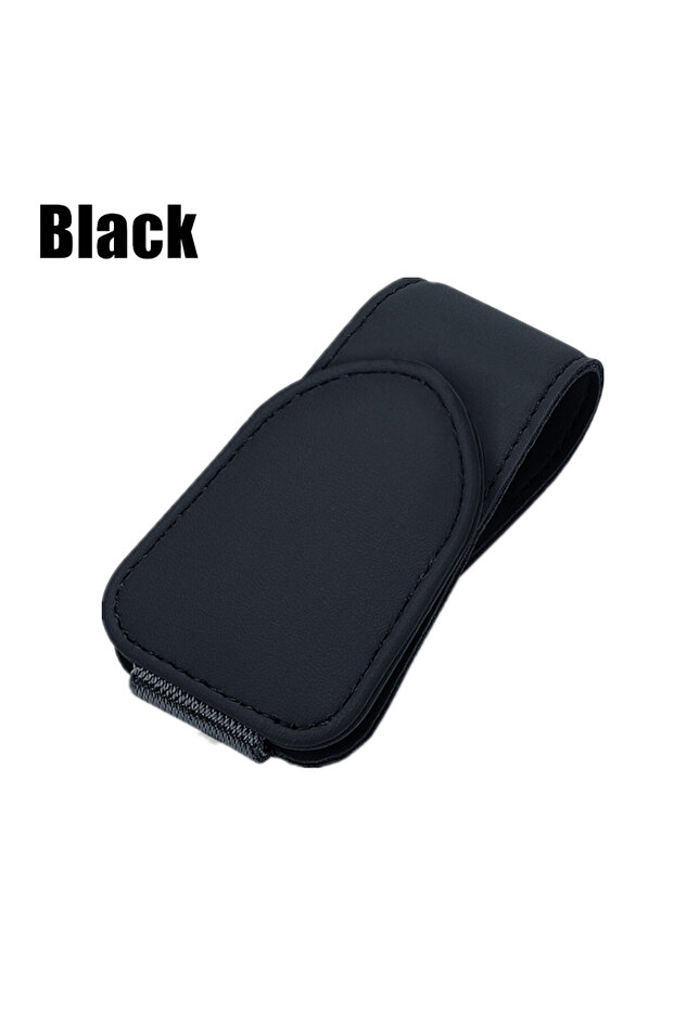 black JFBONIN Universal Car Sun Visor Clip Leather Sunglasses Holder Eyeglasses Hanger Ticket & Card