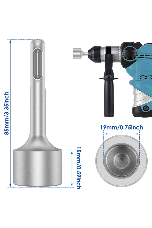 19mm SDS Plus Ground Rod Driver for Rotary Hammer Drill Tools 19/21/25/35mm Hardened Steel Earth St