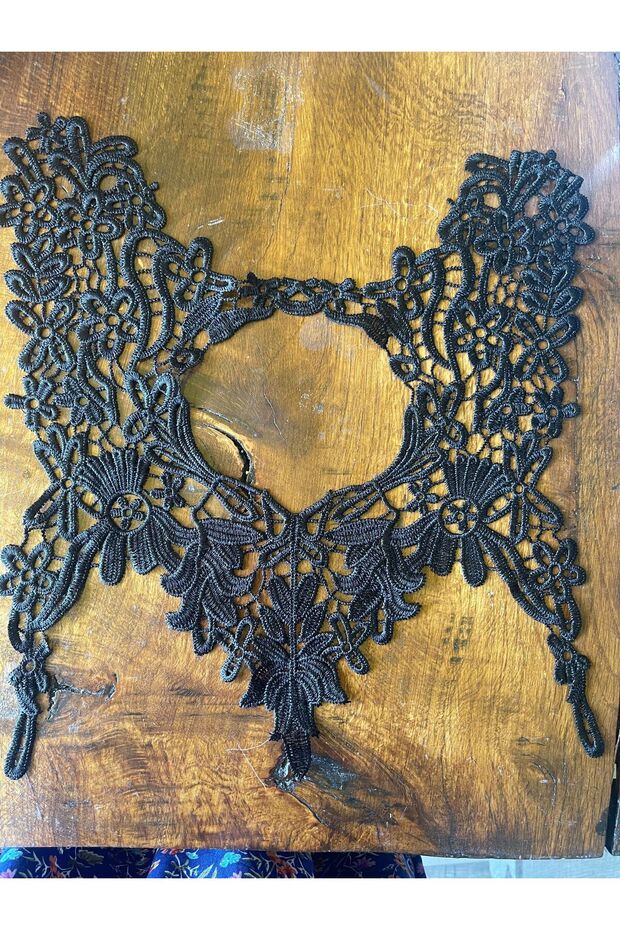 35X28 CM BLACK EMBROIDERY WORKING COLLAR APPLIQUE RIGGING SEWING HOBBY CLOTHING ACCESSORY