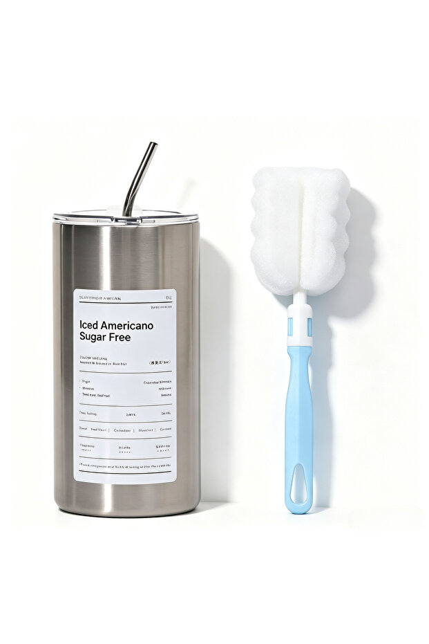 601-700ml Silver outfit 600ml Thermos Portable Stainless Steel Coffee Cup Thermos Bottle with Straw