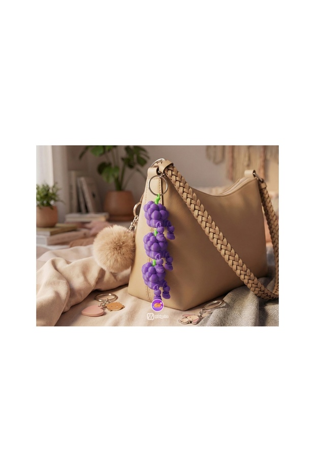 Grape Keychain Cute 3D Decorative Bag and Key Accessory