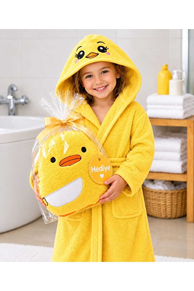 Hooded Girl-Boy Bathrobe Cotton Duck