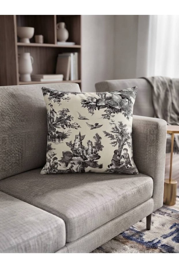 Ready-Made Duck Fabric Throw Pillow Cover - Pillowcase (Retro-Black)