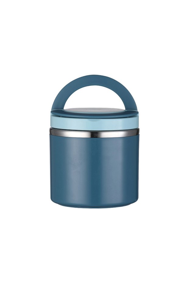 630ML Blue Leakproof Sealed Bucket Student Lunch Box Multi-layer Round Bento Box Portable Thermos St