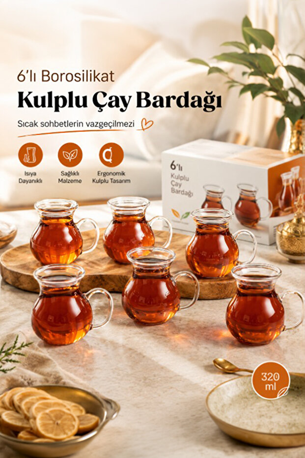 15528 Keyfi Ala 6-Piece Borosilicate Tea Cup