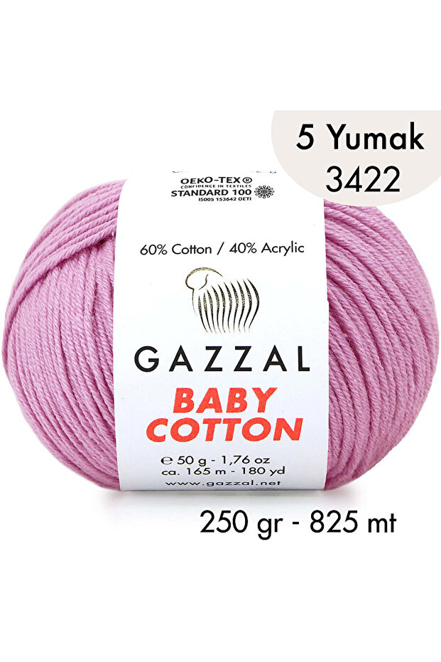 Baby Cotton 3422-Lightweight and Comfortable Cotton Yarn for Summer Projects - 5 Yards