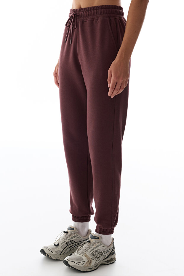 Brown High-Waisted Elastic Cuffed Sweatpants