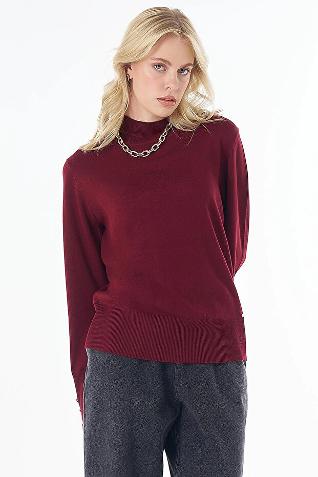Turtleneck Basic Knitwear Sweater Dark Burgundy