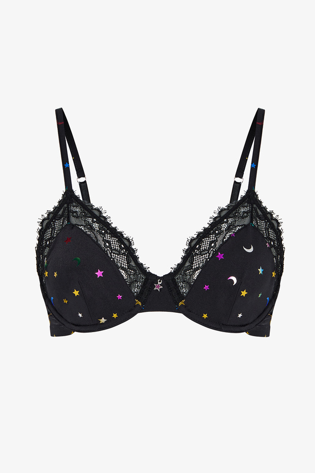 Black Micro Lace Wire Bra