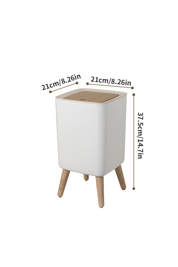 WHITE 1 Piece High Clamshell Garbage Can, Suitable For Bedroom, Living Room, Bathroom, Press Trash C