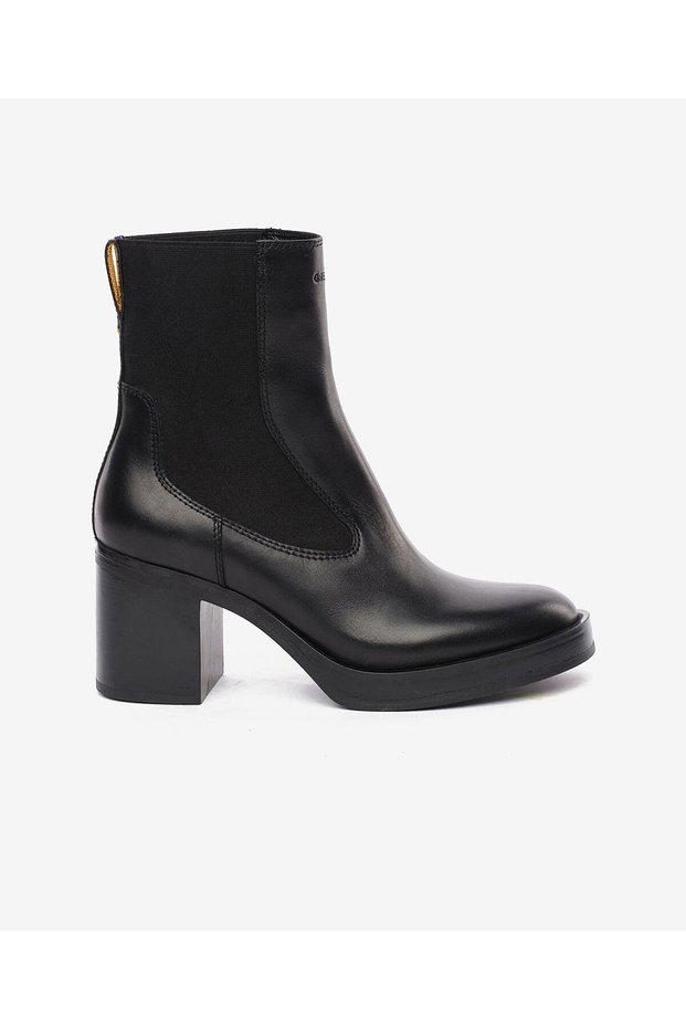 Women's Black Genuine Leather Heeled Boots 5K2Db35291