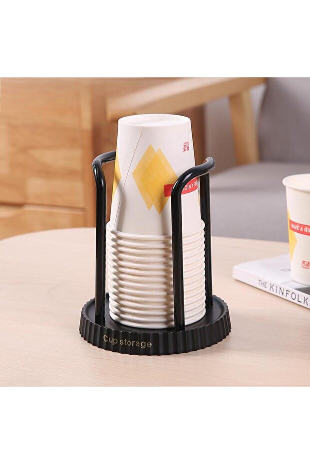 black Household Disposable Paper Cup Holder, Desktop Paper Cup Storage Rack, Suitable For Living Roo