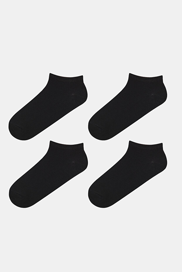 4 Pairs of Cotton Black Bootie Socks