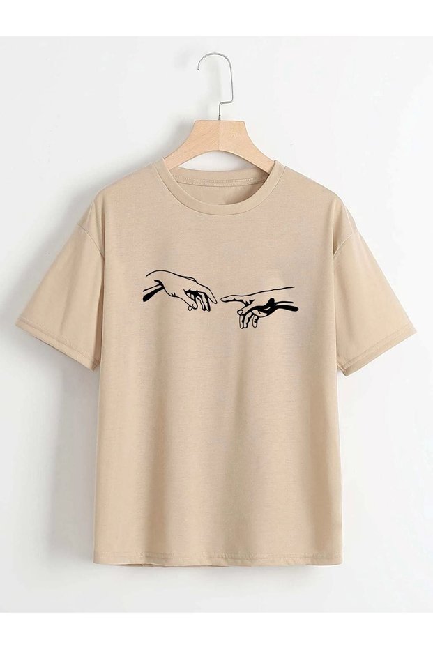 Beige Michelangelo Hand T-Shirt