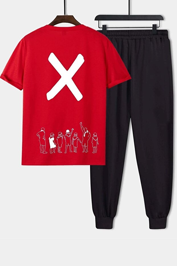 Unisex Design X Printed 2-Piece Tracksuit Set