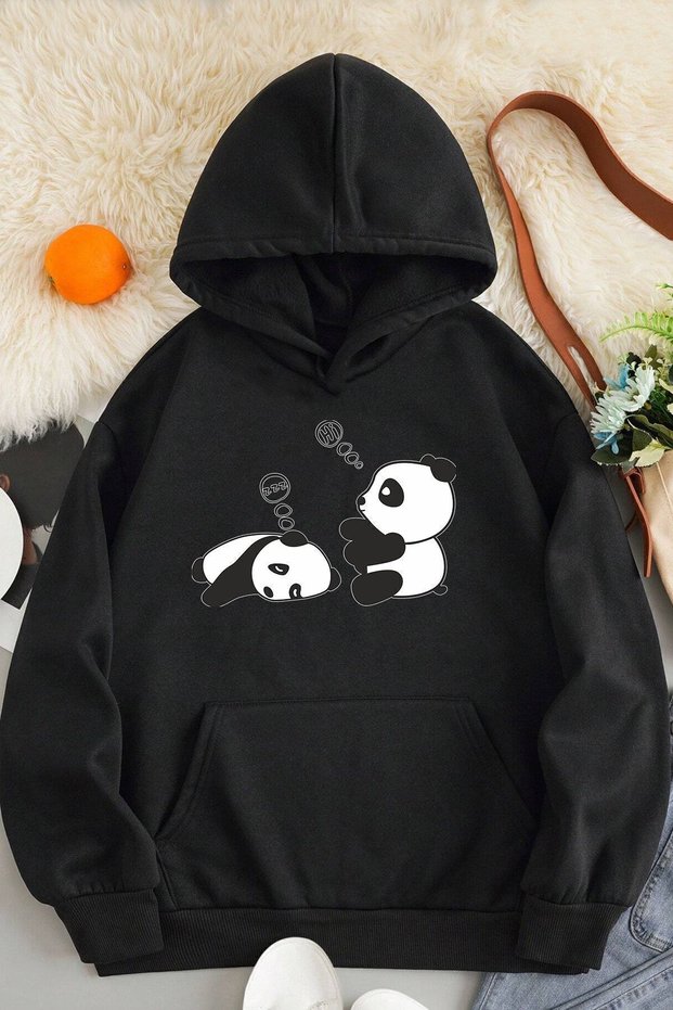 Unisex Panda Printed Oversize Sweatshirt
