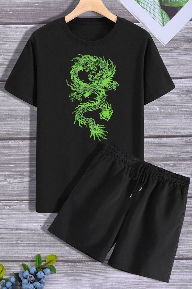 Dragon Shorts T-shirt Tracksuit Set