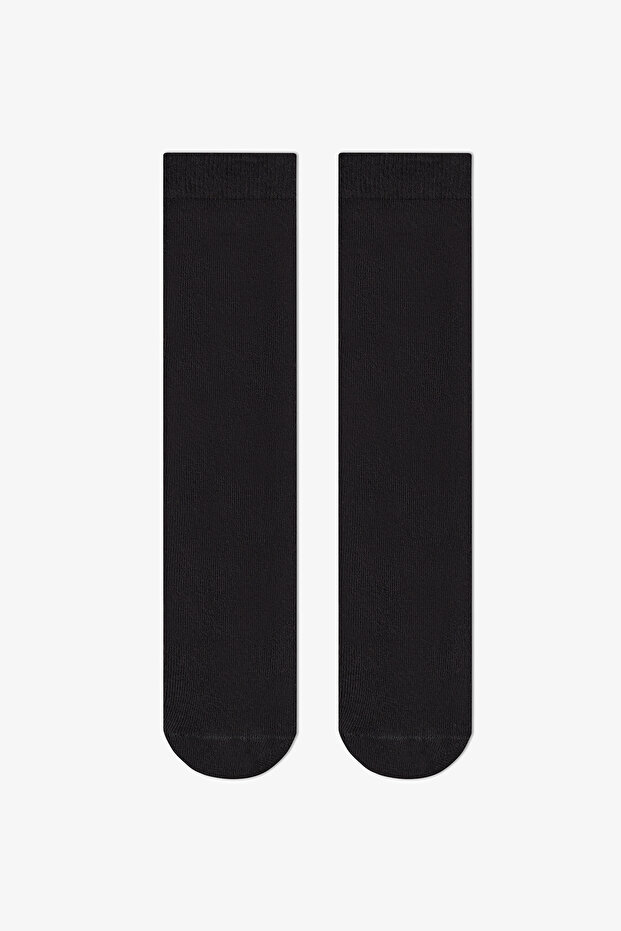 Girl's Heelless Black 2-Piece Trouser Socks