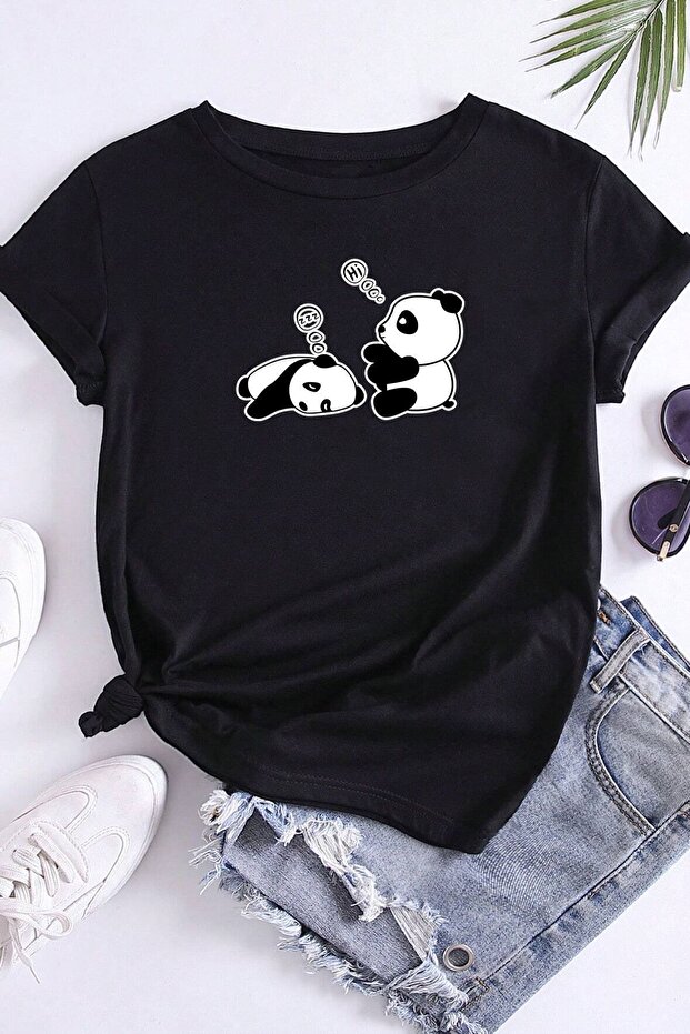 Unisex Sleepy Panda Printed Design T-shirt