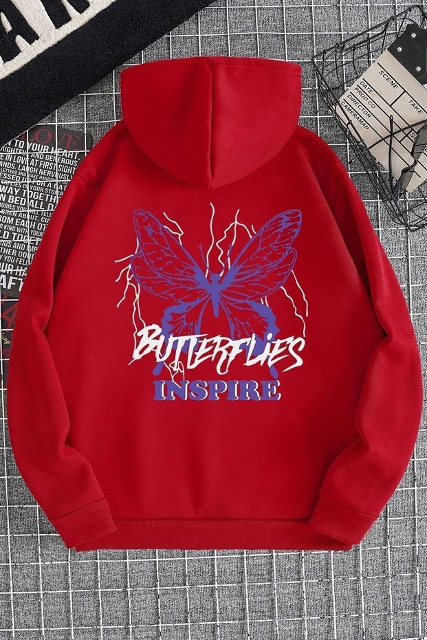 Unisex Butterfly Letter Graphic Printed Sweatshirt