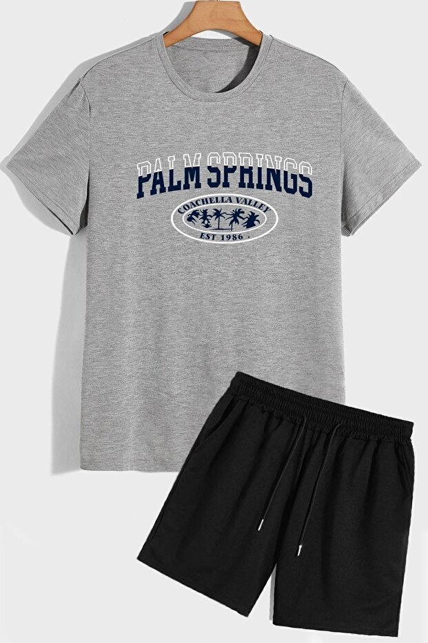 Comfortable Design Palm Shorts T-Shirt Tracksuit Set