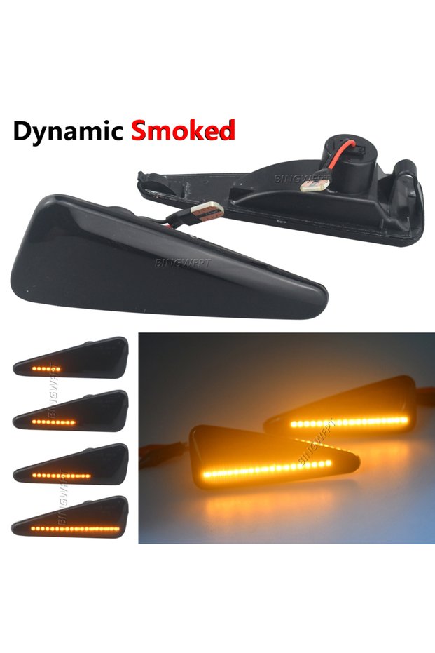 Smoked black 2PCS Dynamic LED Side Marker Light Turn Signal Blinker Lamp For Dacia Logan Sandero I R