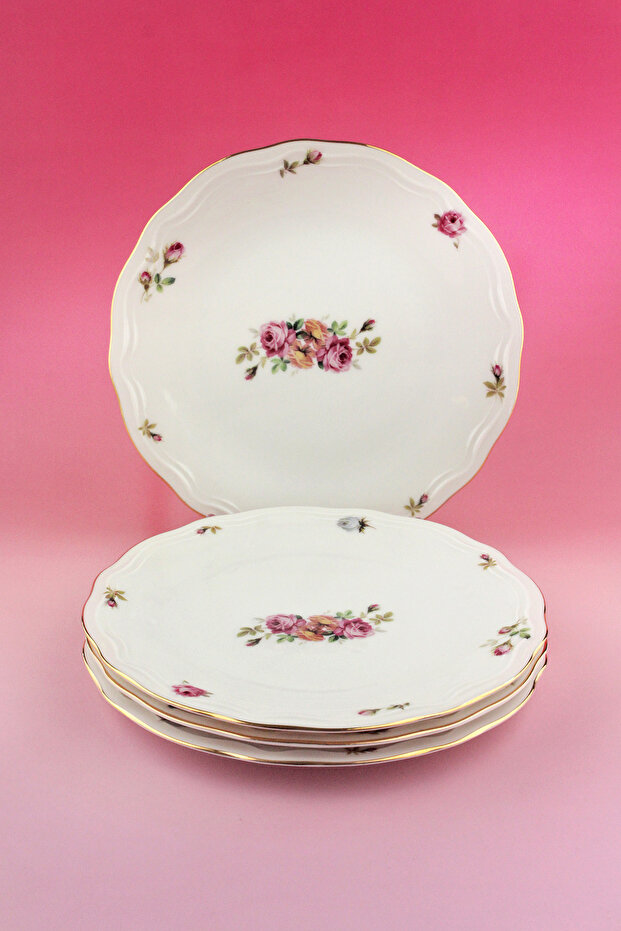 Angela Gold Gilded 4 Piece Porcelain Cake Plate