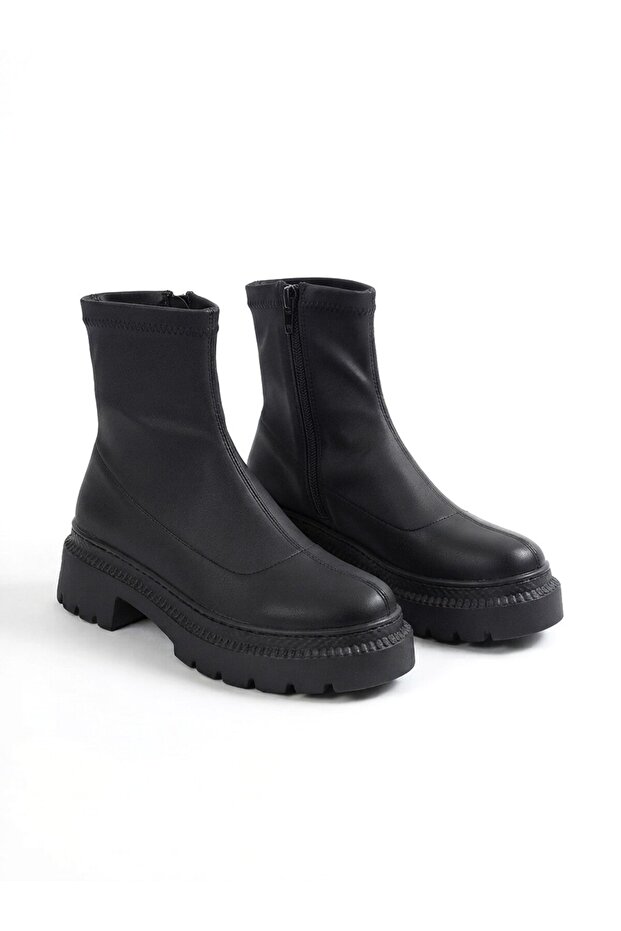 Zri̇n-2011 exclusive zippered daily stretch women's boot black stretch