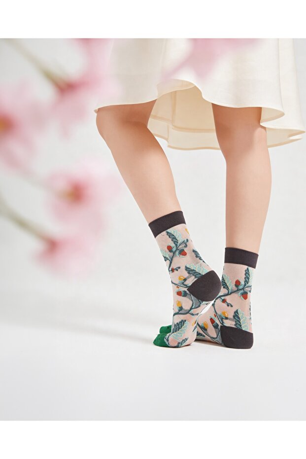 Women's Japanese Korean Style Transparent Socks Ivy Pattern