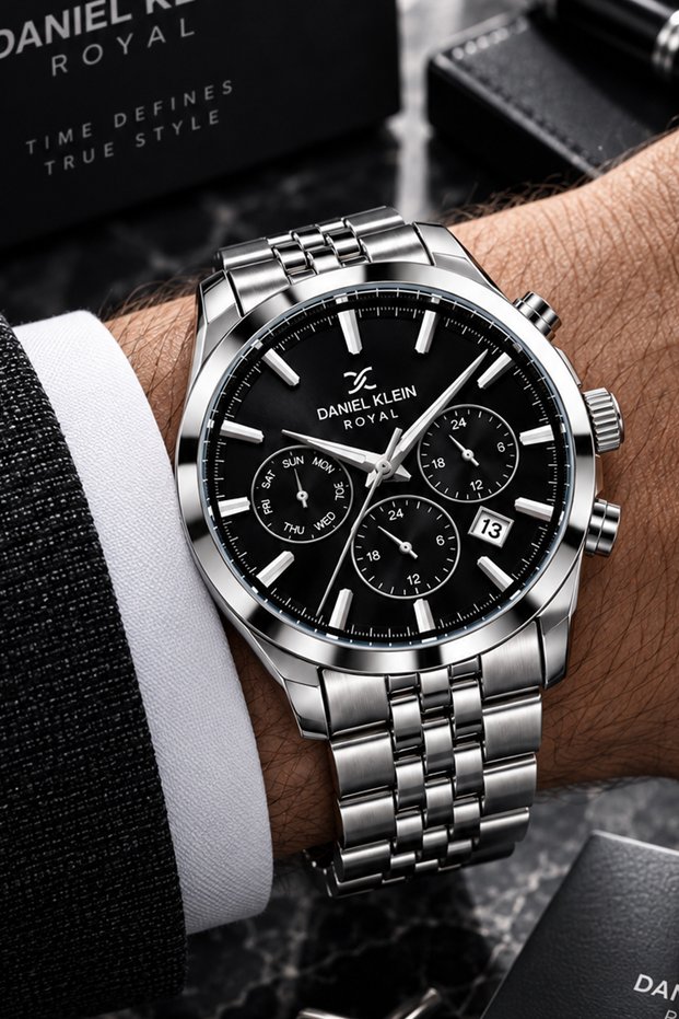 Gift Men's Watch Waterproof 3 Atm Silver Color Steel Band