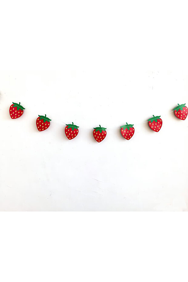 Red 2.5M(15PCS)Red/Pink Strawberry Banners Berry First Birthday Shower Picnic Fruit Theicnic Fruit T