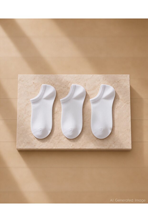 Unisex Invisible Cotton Socks 3 Pack White