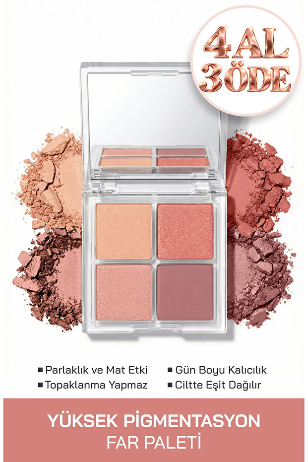 Palette Lilith Eyeshadow Palette - 4-Piece Pink & Rose Shades, Matte & Shimmer, High Pigment