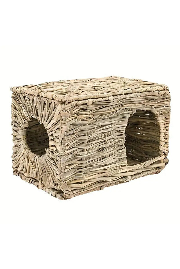Cage Grass House for Rabbit Foldable Woven Rabbit Cages Hamster Guinea Pig Grass Chew Toy Mat House