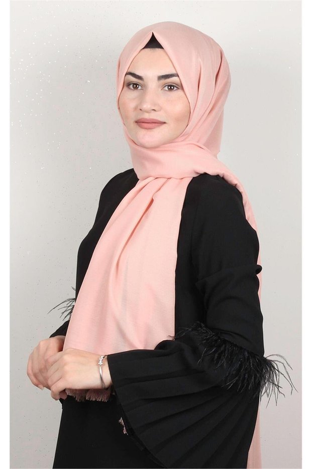 Pamuklu Düz Şal 2803-25 Somon