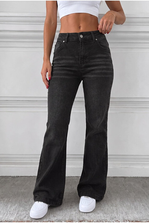 Distressed Washed High Waist Flare/Spanish Jeans