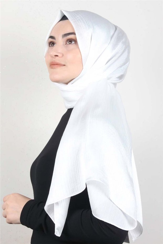 شال جانجان بتصميم ألماسي 2727-26 لون أبيض